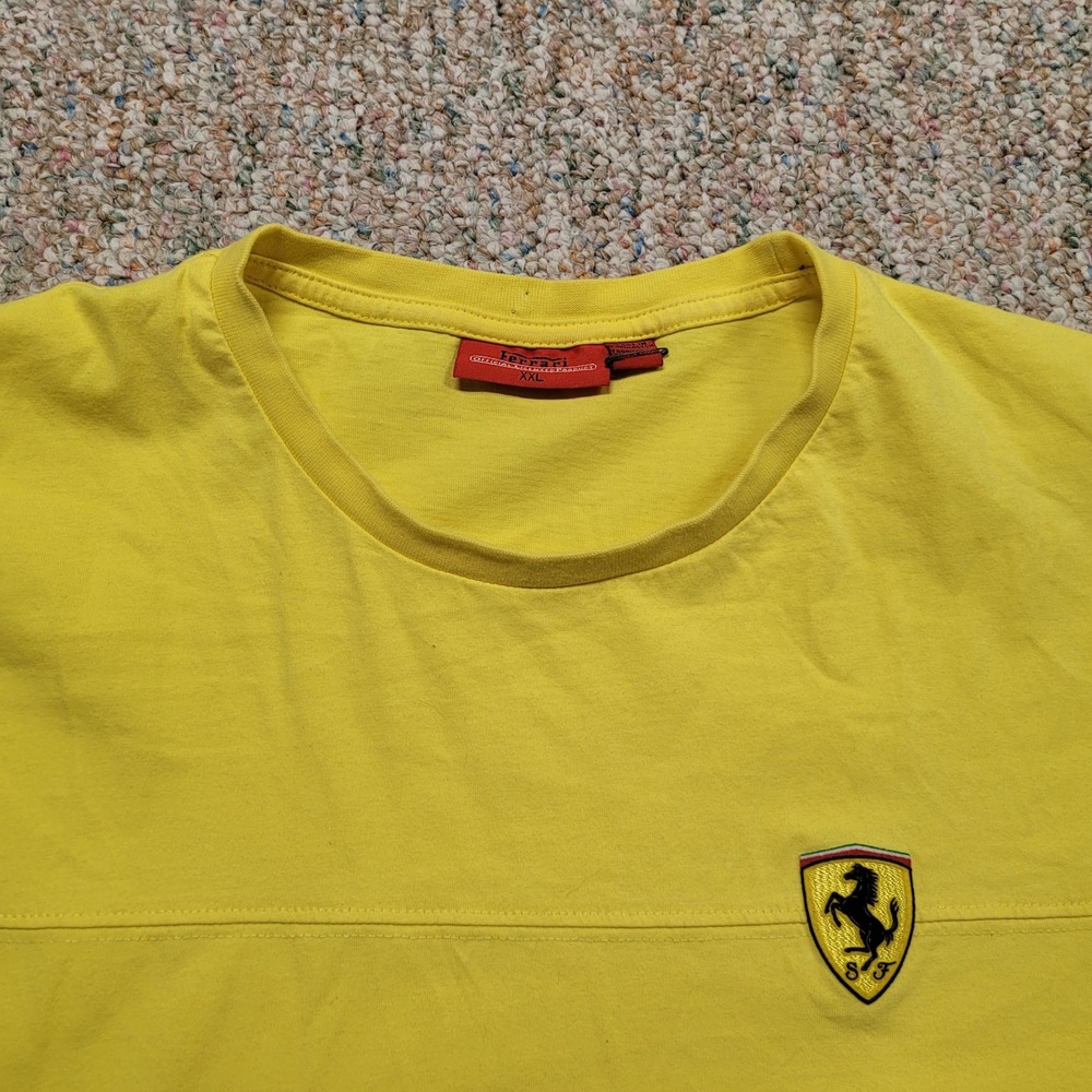 Ferrari Mens Yellow Short Sleeve Scuderia Shield Logo Racing T-Shirt XXL - Picture 2 of 16
